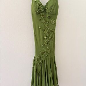 Green sue Wong floral dress size 4